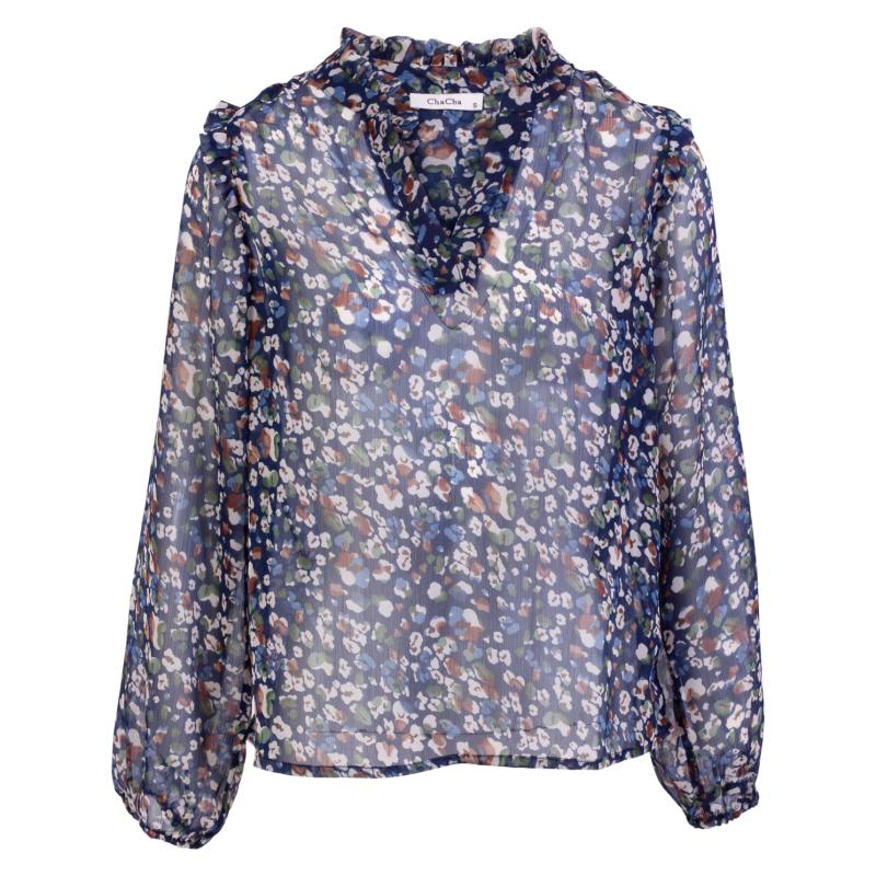 Chacha Dame Bluse - S-32 Navy - 2xl