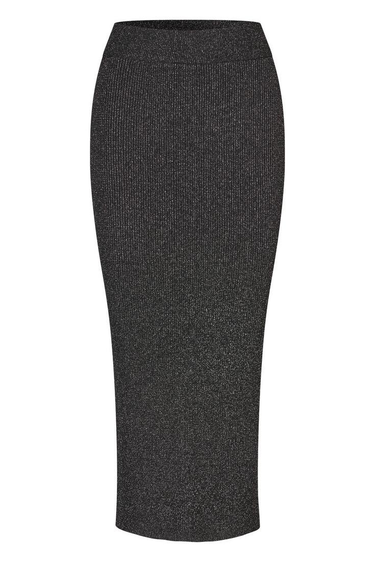 A-view - Nederdel - Felicity Rib Lurex Skirt - Blacksilver